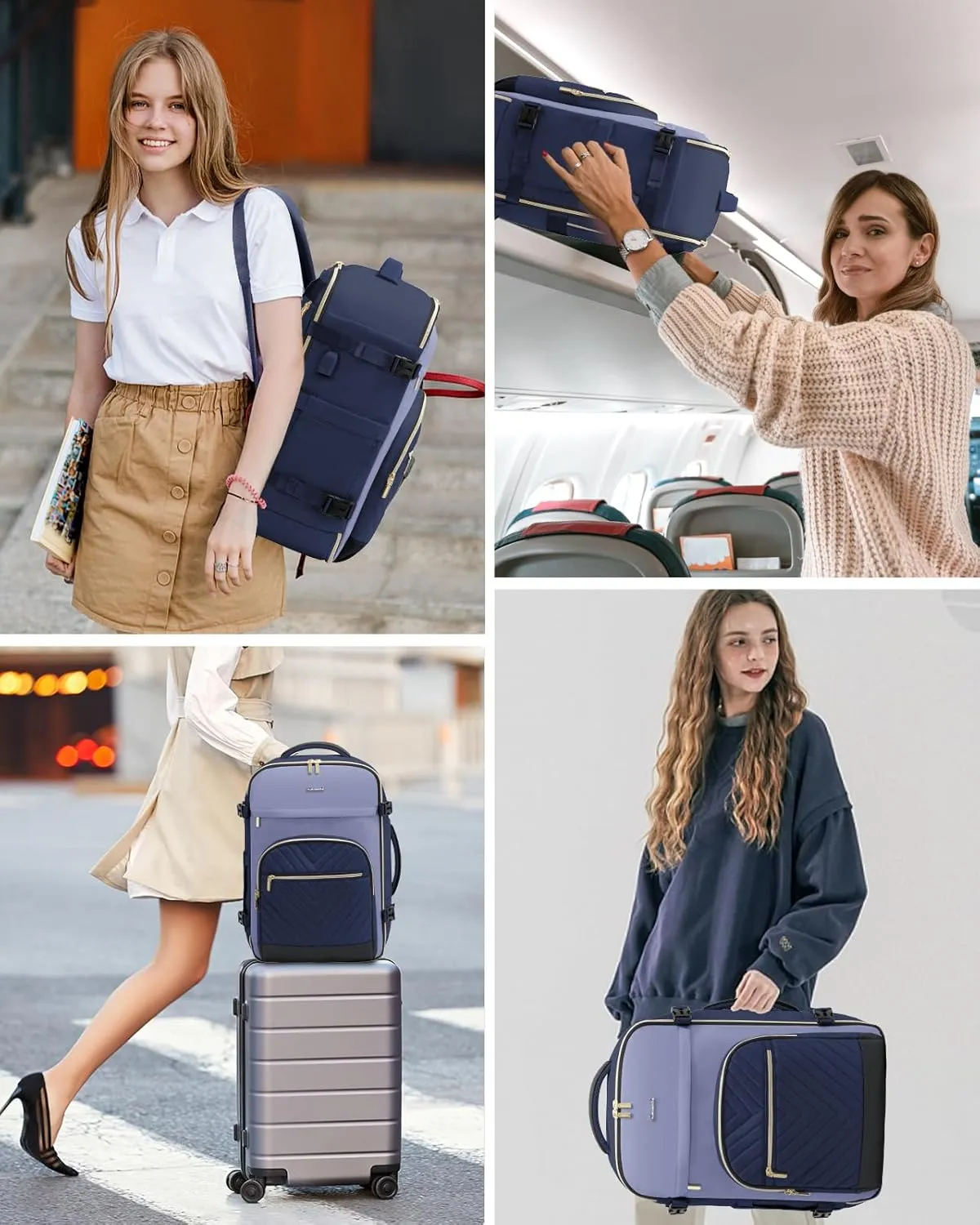 LOVEVOOK Travel Backpack for Women,40L Carry On Backpack for Airplanes,17.3 Inch Laptop Personal Item Travel Bag