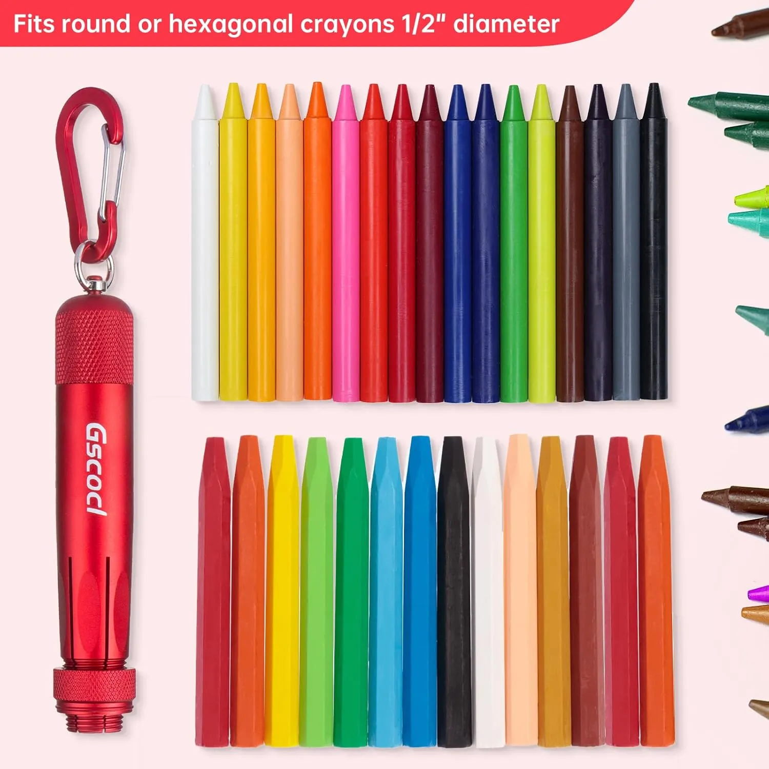 Lumber Crayon Holder for 1/2" Round or Hexagonal Crayons, Metal Holder Ideal for Heavy Duty Industrial Construction and Carpenter(Red 2 Pack)