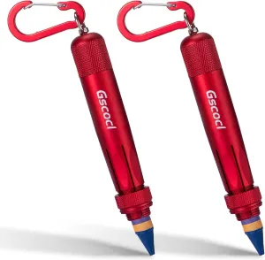 Lumber Crayon Holder for 1/2" Round or Hexagonal Crayons, Metal Holder Ideal for Heavy Duty Industrial Construction and Carpenter(Red 2 Pack)