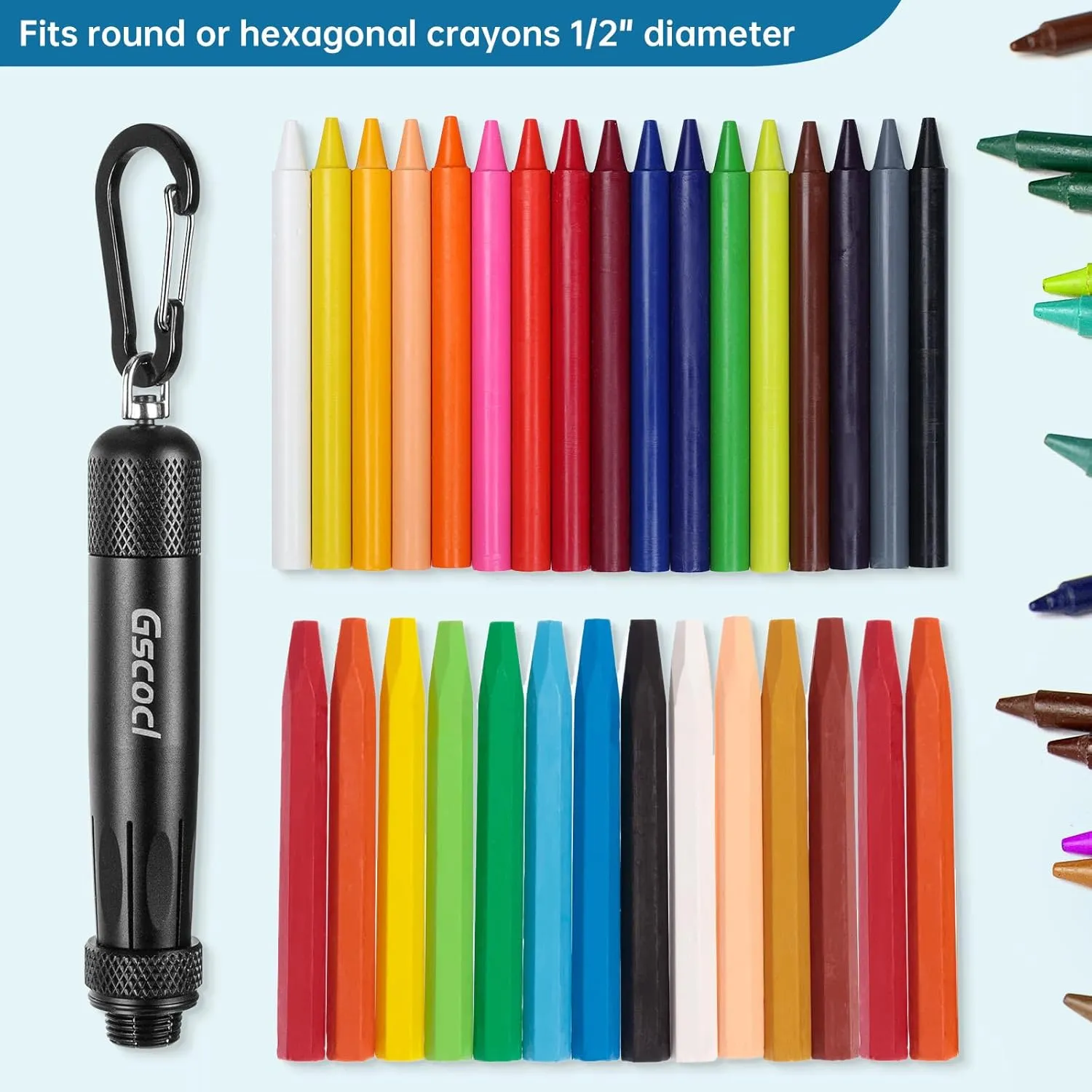 Lumber Crayon Holder for 1/2" Round or Hexagonal Crayons,Ferro Rods. Industrial Heavy Duty Carpenter，Construction Aluminum Crayon Holder(Black 2 Pack)