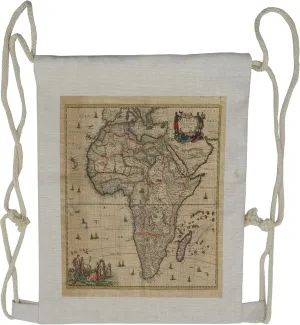 Lunarable Antique Drawstring Backpack, Old Map of Africa Continent, Sackpack Bag
