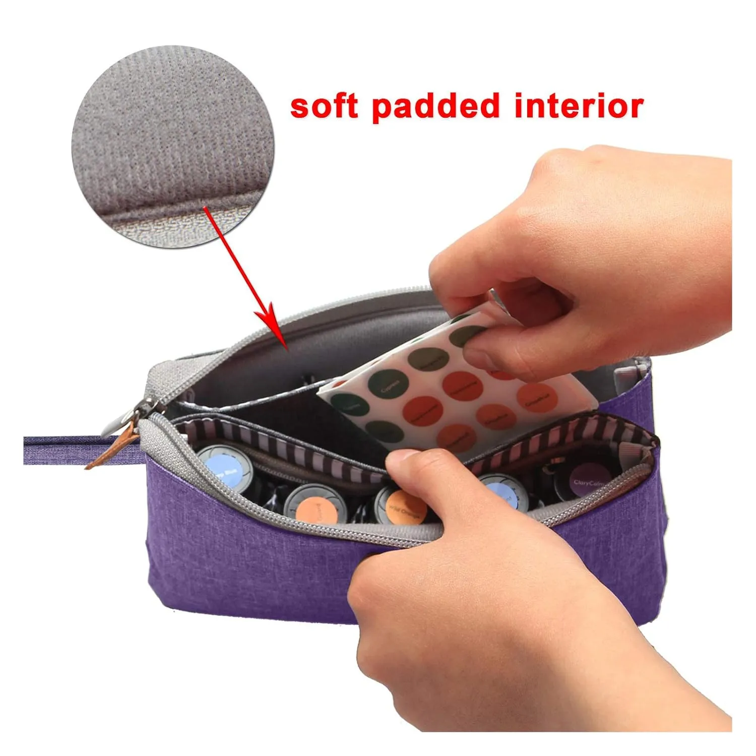 LUXJA Essential Oil Carrying Bag - Holds 9 Bottles (5ml-15ml, Also Fits for Roller Bottles), Portable Organizer for Essential Oil and Small Accessories, Purple