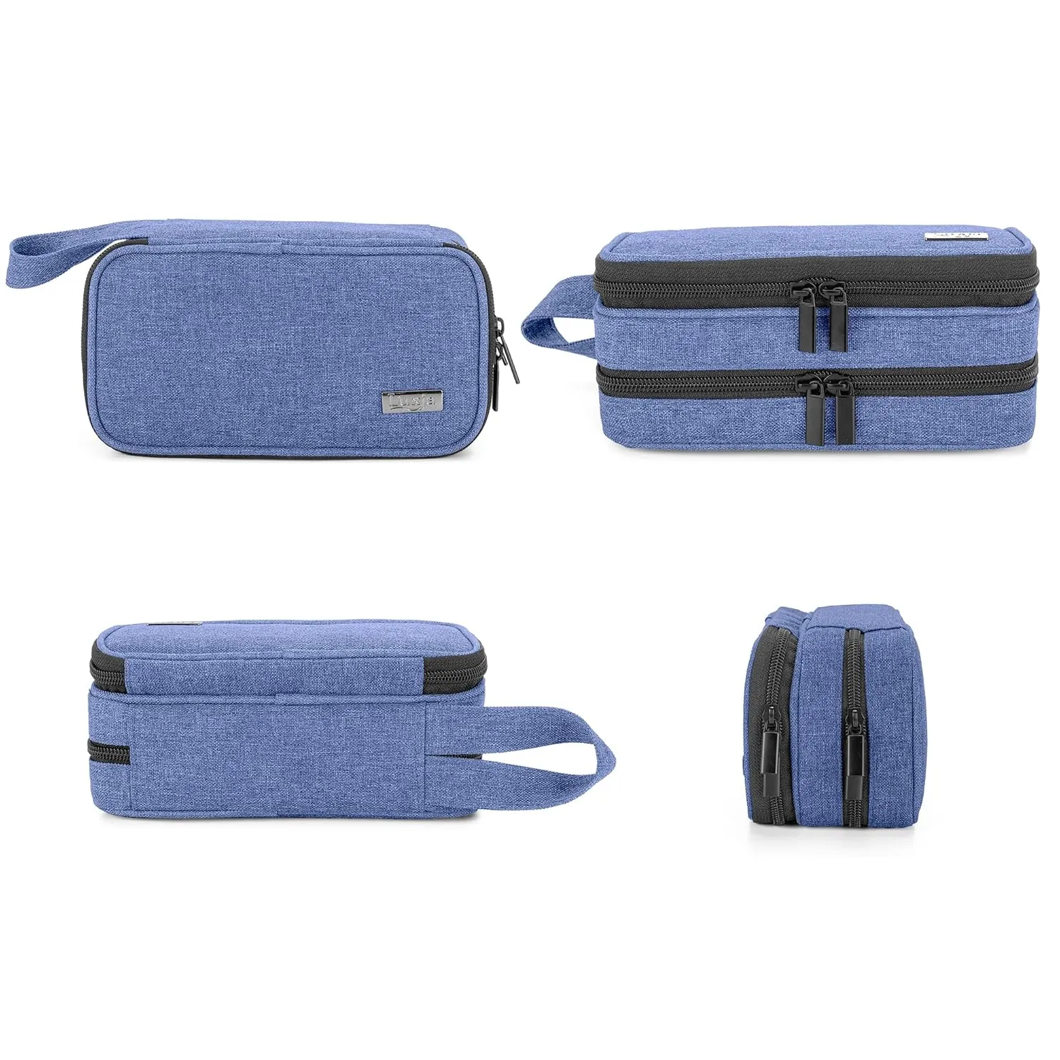 LUXJA Essential Oil Carrying Case - Holds 12 Bottles (5ml-15ml, Also Fits for Roller Bottles), Portable Double-Layer Organizer for Essential Oil and Accessories, Blue