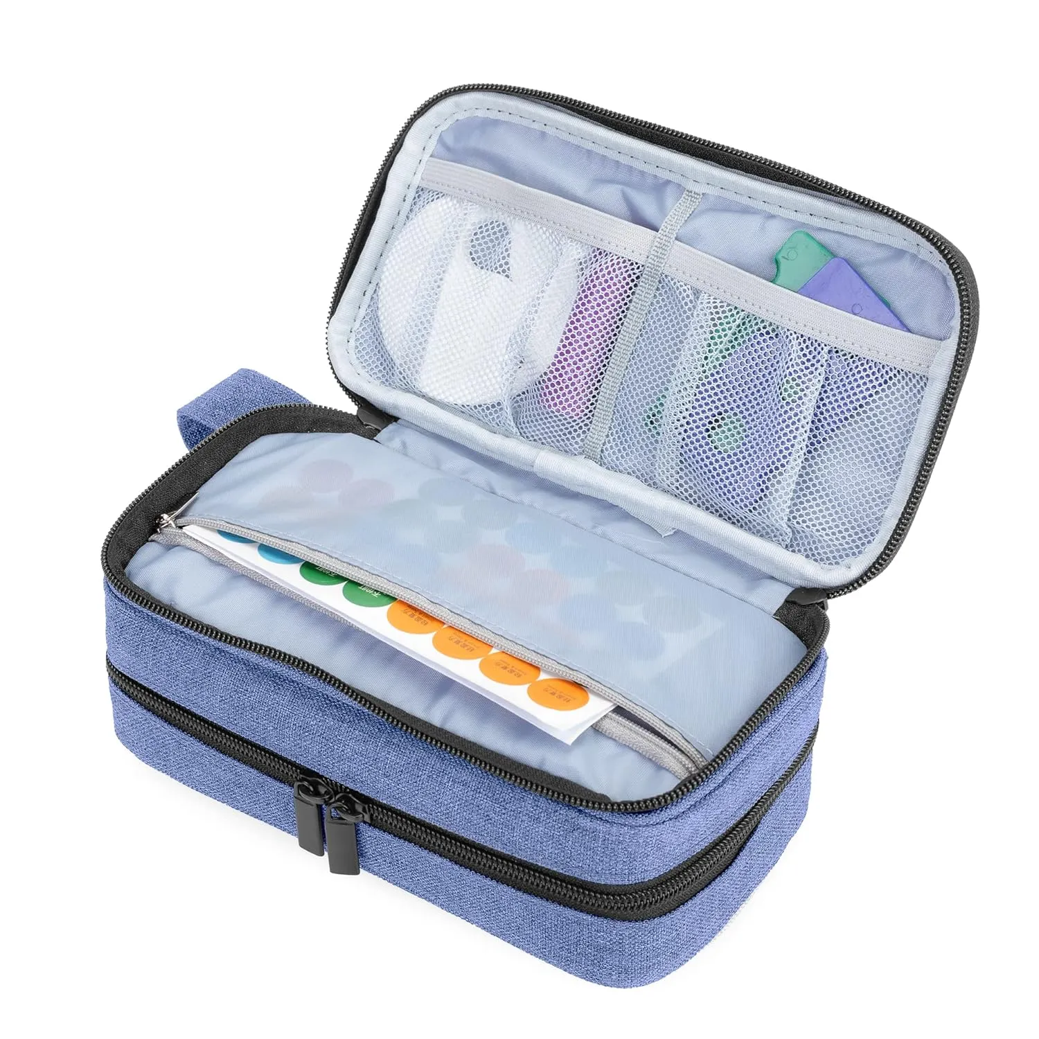 LUXJA Essential Oil Carrying Case - Holds 12 Bottles (5ml-15ml, Also Fits for Roller Bottles), Portable Double-Layer Organizer for Essential Oil and Accessories, Blue