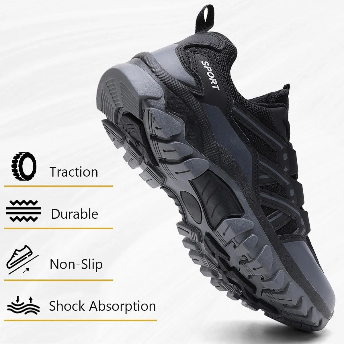 MAIZUN Men's Hiking Shoes Flexible Non-Slip Trekking Trail Shoes Lightweight Breathable Work Camping & Outdoors Walking Size 6.5-10.5