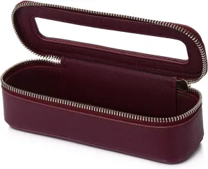 Makeup Brush Bag Slim Clear Makeup Bag Travel Cosmetic Case and Brush Holder Waterproof Toiletry Makeup Bag with Zipper Purse Organizer for Women (Burgundy, Slim)