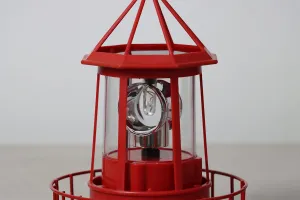 Marsrut LED Solar Light Powered Rotating Lighthouse Beacon Lamp, Outdoor Courtyard Waterproof Solar Hanging Lamp, Lawn Lantern, for Patio Fence Garden Decoration Outdoor Lighting Home Decor (Red)