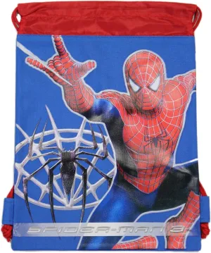 Marvels Spiderman 10" X 14" Drawstring Backpack Heavy Duty Nylon Tote Bag Color (Blue, Red, or Black)