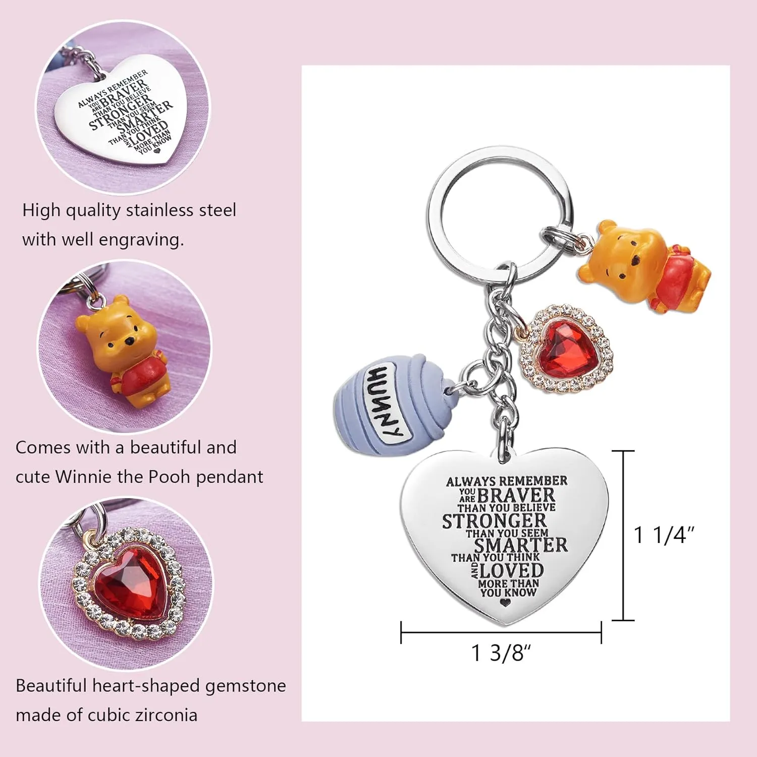 Melix Home Bear Stuff Keychains Inspirational Gifts Friendship Gift Bear Keychain