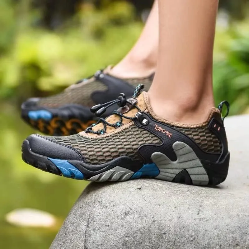 Men Women Breathable Mesh Hiking Shoes for Trekking Camping Aqua