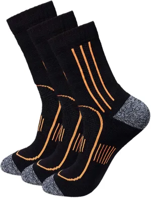Men's Black Cushioned Anti Odor Blister Resistant Crew Compression Hiking Trekking Mountaineering Socks,Size 7-12