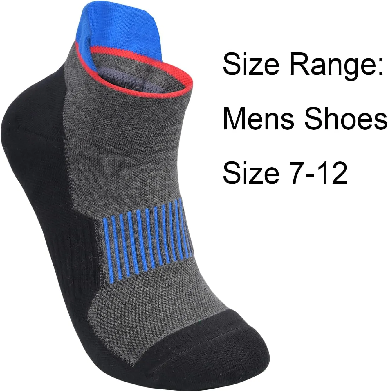 Men's Cushioned Anti Odor Blister Proof Quarter Crew Low Cut Compression Running Trekking Socks