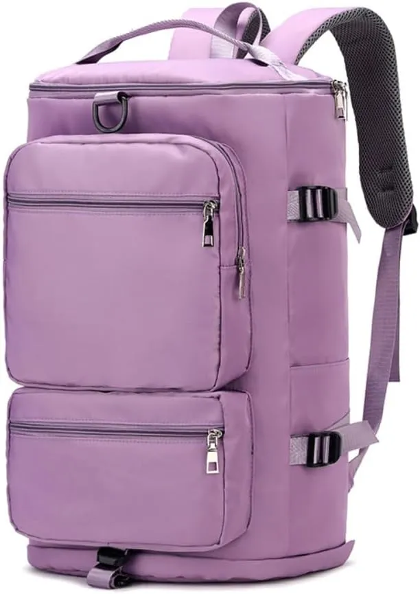 Men's Fitness Travel Bag/Women's Sports Yoga Bag with Shoe Compartment, Carry Weekend/Overnight, Waterproof Camping Backpack, Flight Approved, 35L（purple）