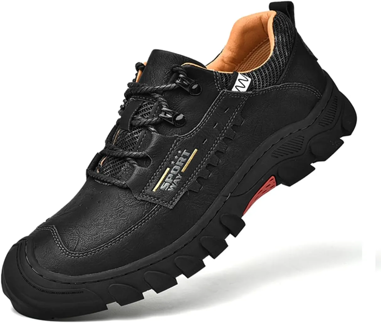 Mens Hiking Shoes Waterproof Breathable Lightweight Leather Hiking Boots Outdoor Training Trekking Shoes