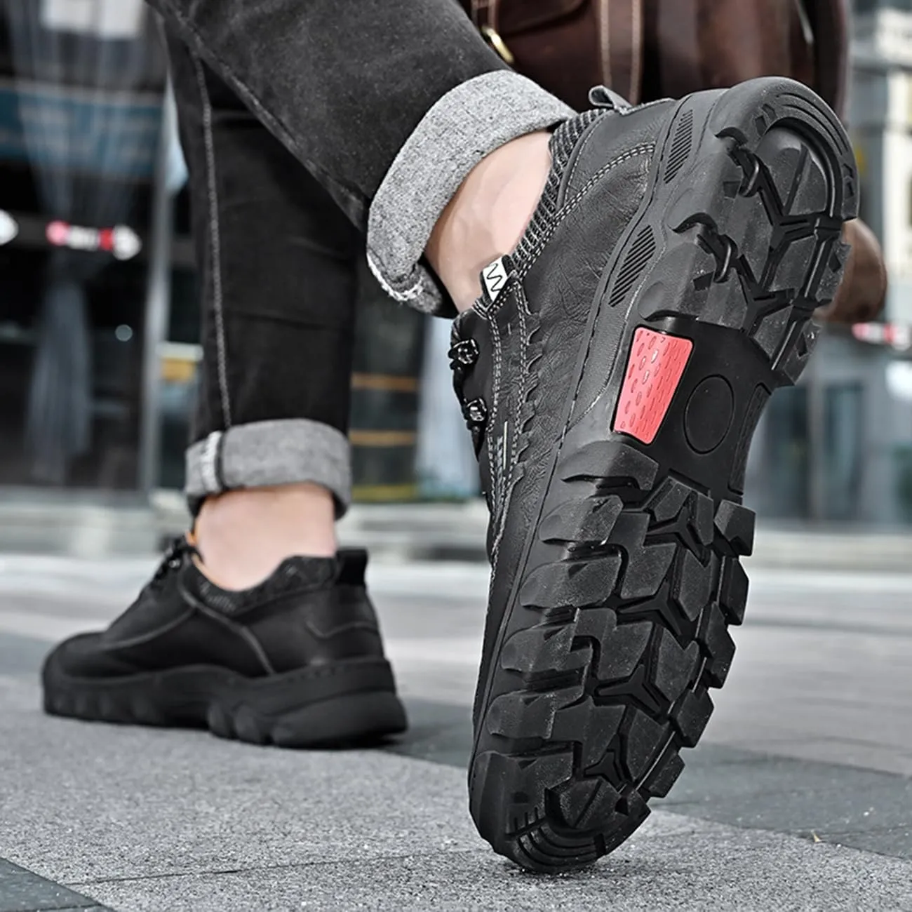 Mens Hiking Shoes Waterproof Breathable Lightweight Leather Hiking Boots Outdoor Training Trekking Shoes