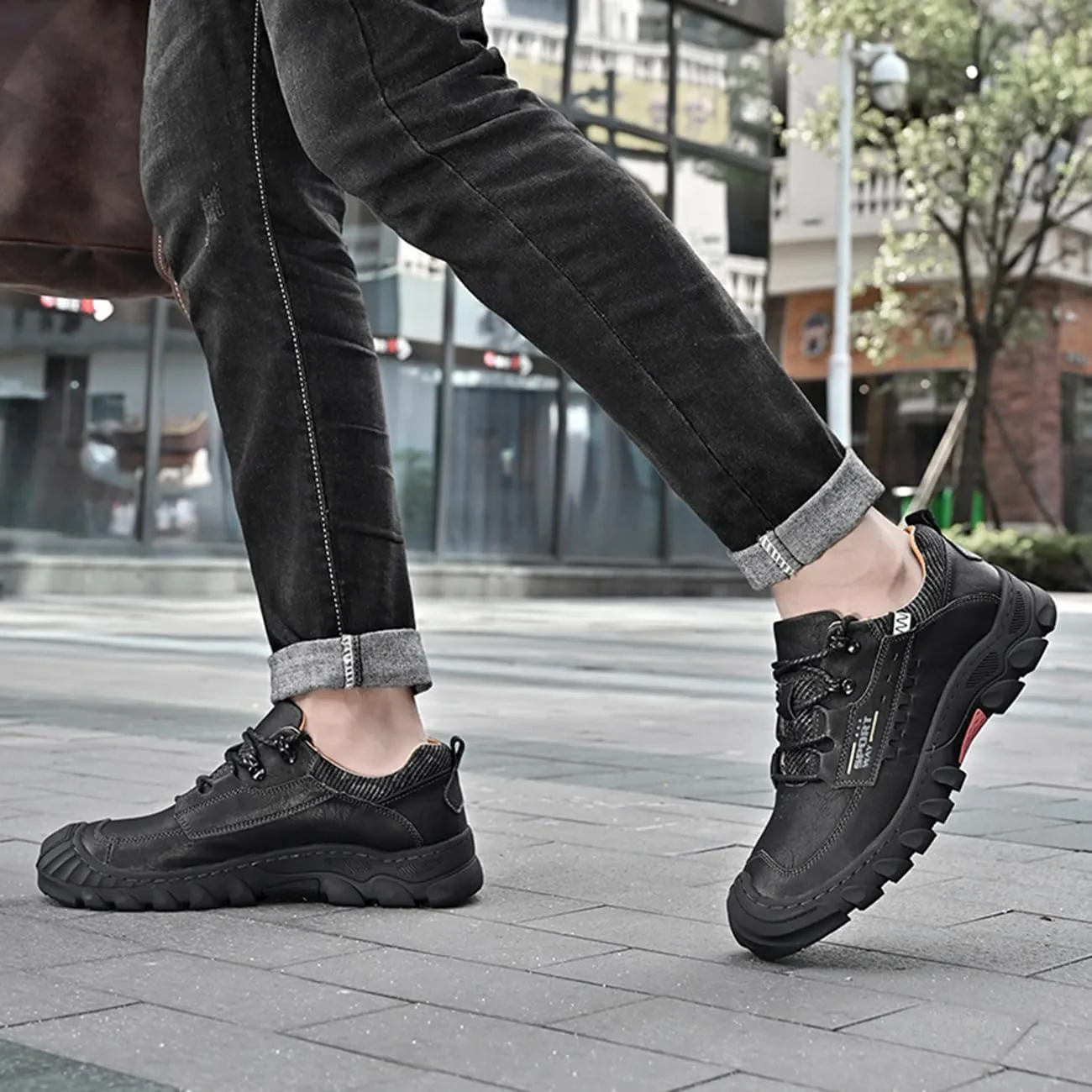 Mens Hiking Shoes Waterproof Breathable Lightweight Leather Hiking Boots Outdoor Training Trekking Shoes