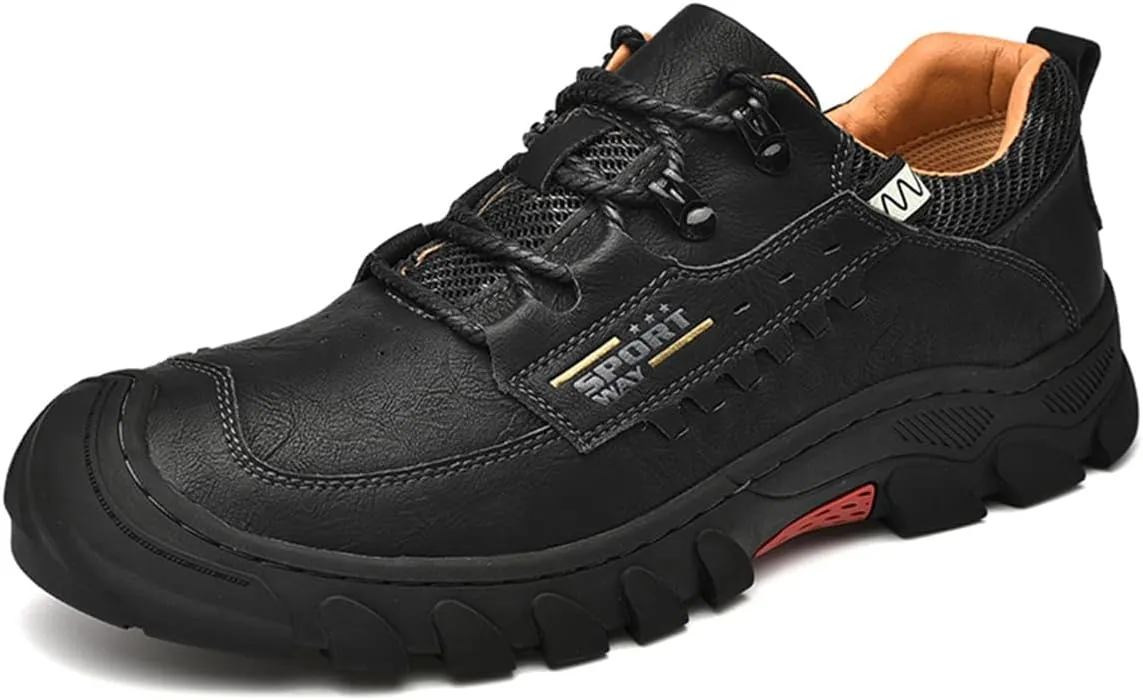 Mens Hiking Shoes Waterproof Breathable Lightweight Leather Hiking Boots Outdoor Training Trekking Shoes