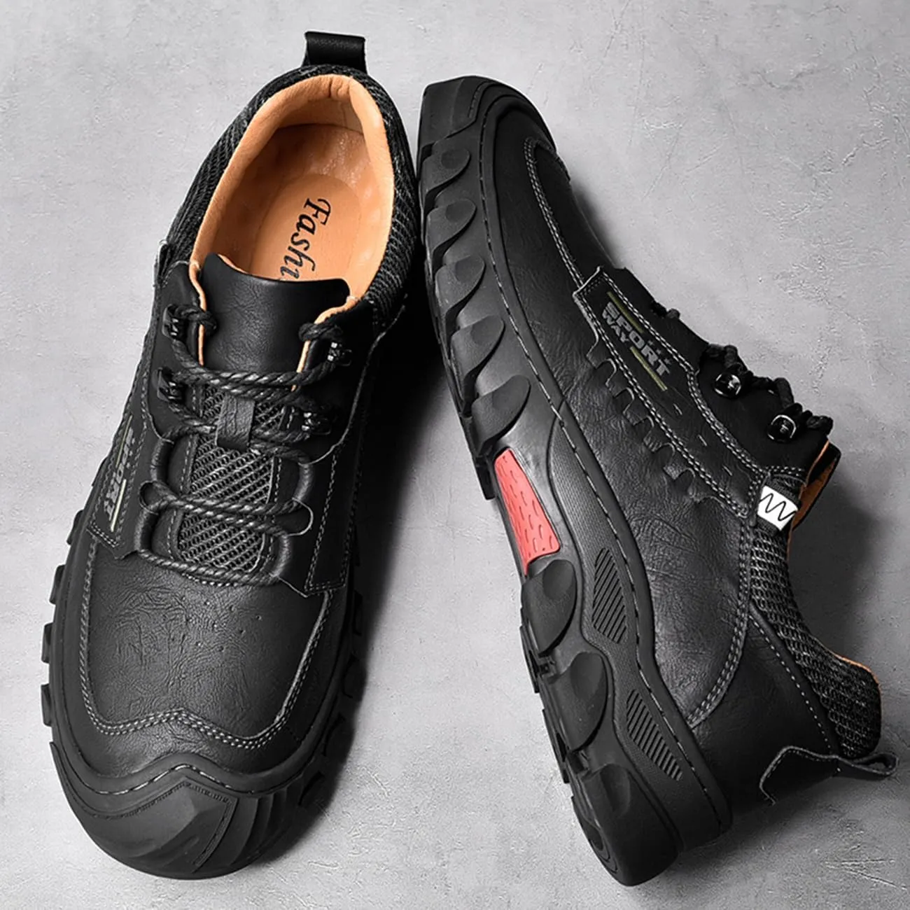 Mens Hiking Shoes Waterproof Breathable Lightweight Leather Hiking Boots Outdoor Training Trekking Shoes