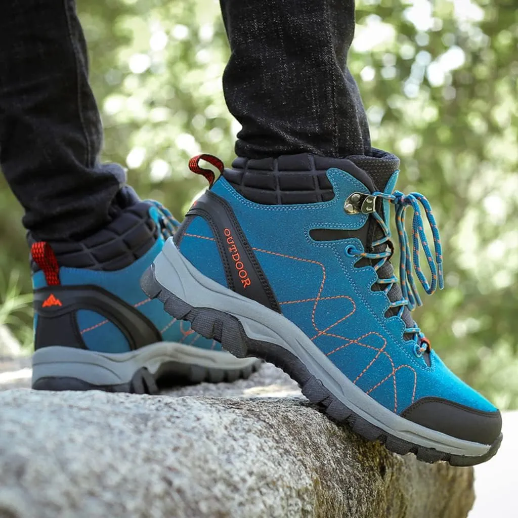 Men's Lace Up Hiking Shoes Waterproof Anti Slip Hiking Boots Outdoor Lightweight Trekking Sneakers Breathable Round Toe Outdoor Sports Shoes