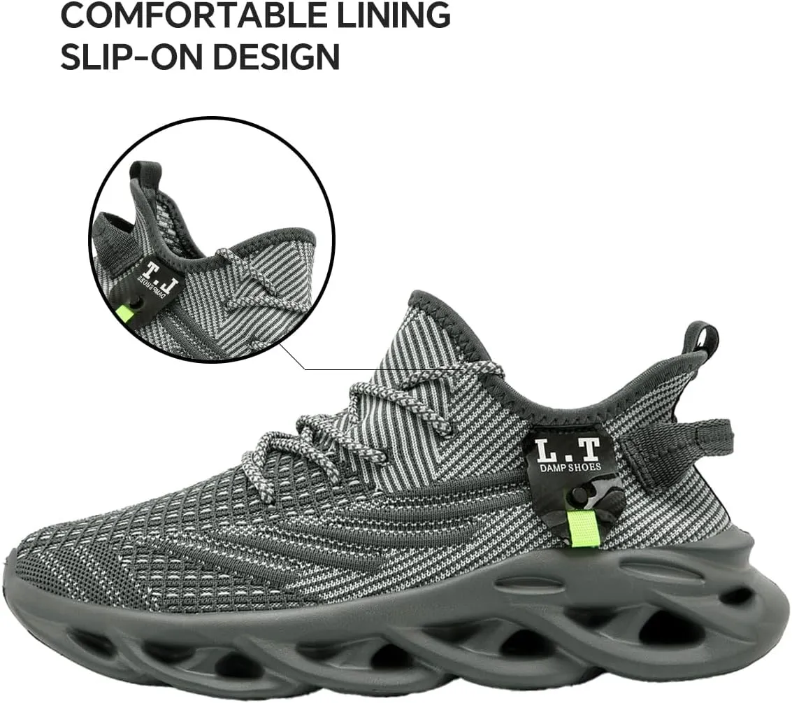 Mens Slip on Walking Running Shoes Non Slip Sneakers Work Sport Athletic Gym Sports Casual Fashion Lightweight Breathable