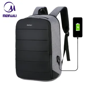 Men's USB Charging Anti-theft Waterproof Backpack Suitable for 15.6" Laptop
