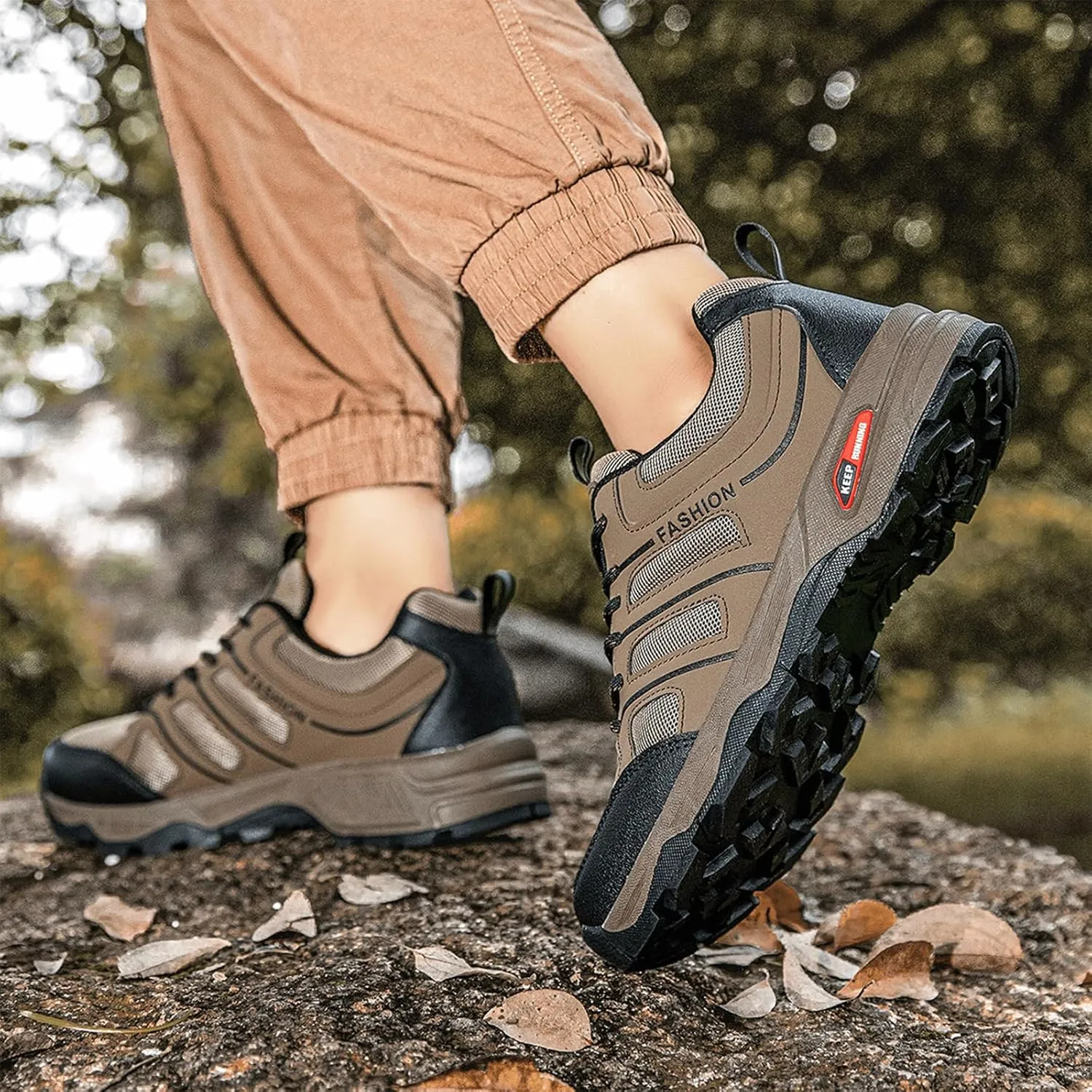 Men's Waterproof Hiking Shoes Anti Slip Ankle Boots Breathable Comfortable Lightweight Outdoor Walking Work Trekking Trails Shoes