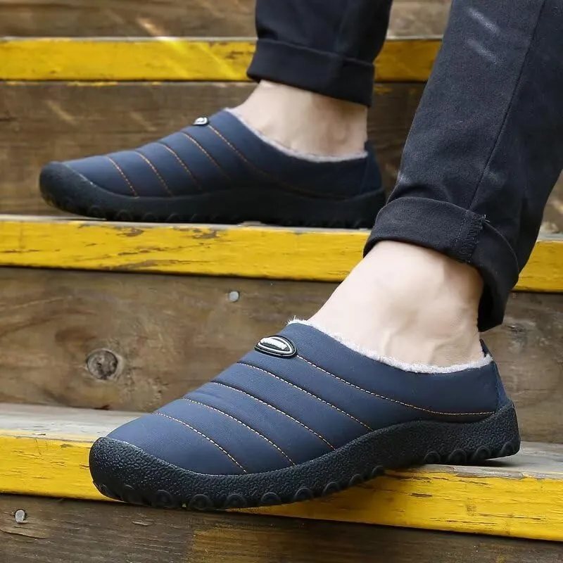 Men's Women's Indoor Outdoor Warm Velvet Winter Slippers for Home Street Walking
