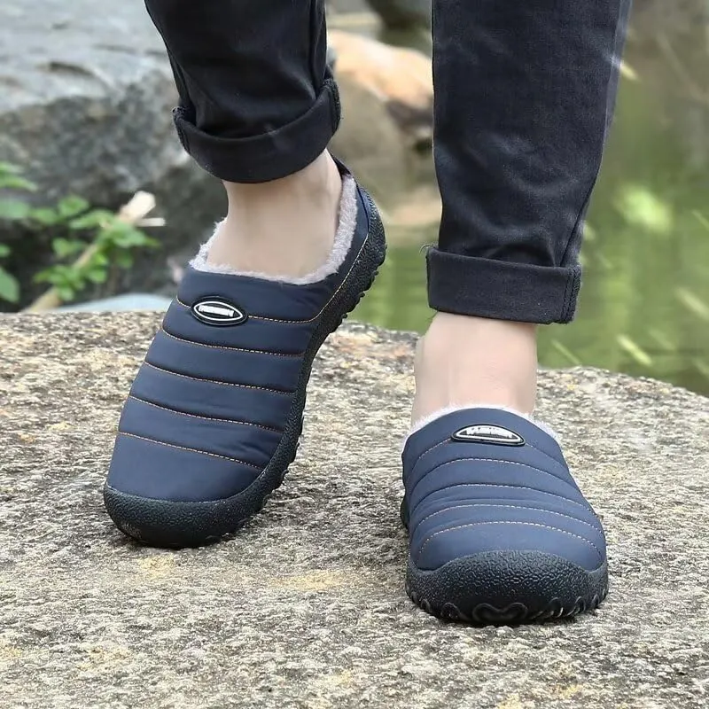 Men's Women's Indoor Outdoor Warm Velvet Winter Slippers for Home Street Walking