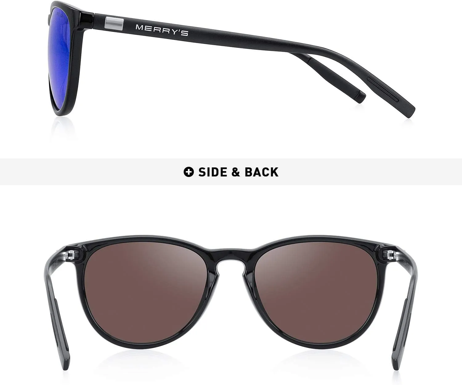 MERRY'S Polarized Sunglasses for Women Men Vintage Retro Classic Round Frame Aluminum Legs S8288