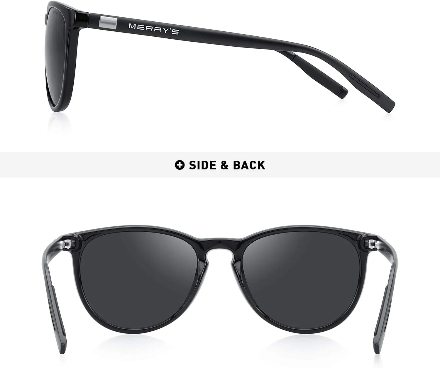 MERRY'S Polarized Sunglasses for Women Men Vintage Retro Classic Round Frame Aluminum Legs S8288