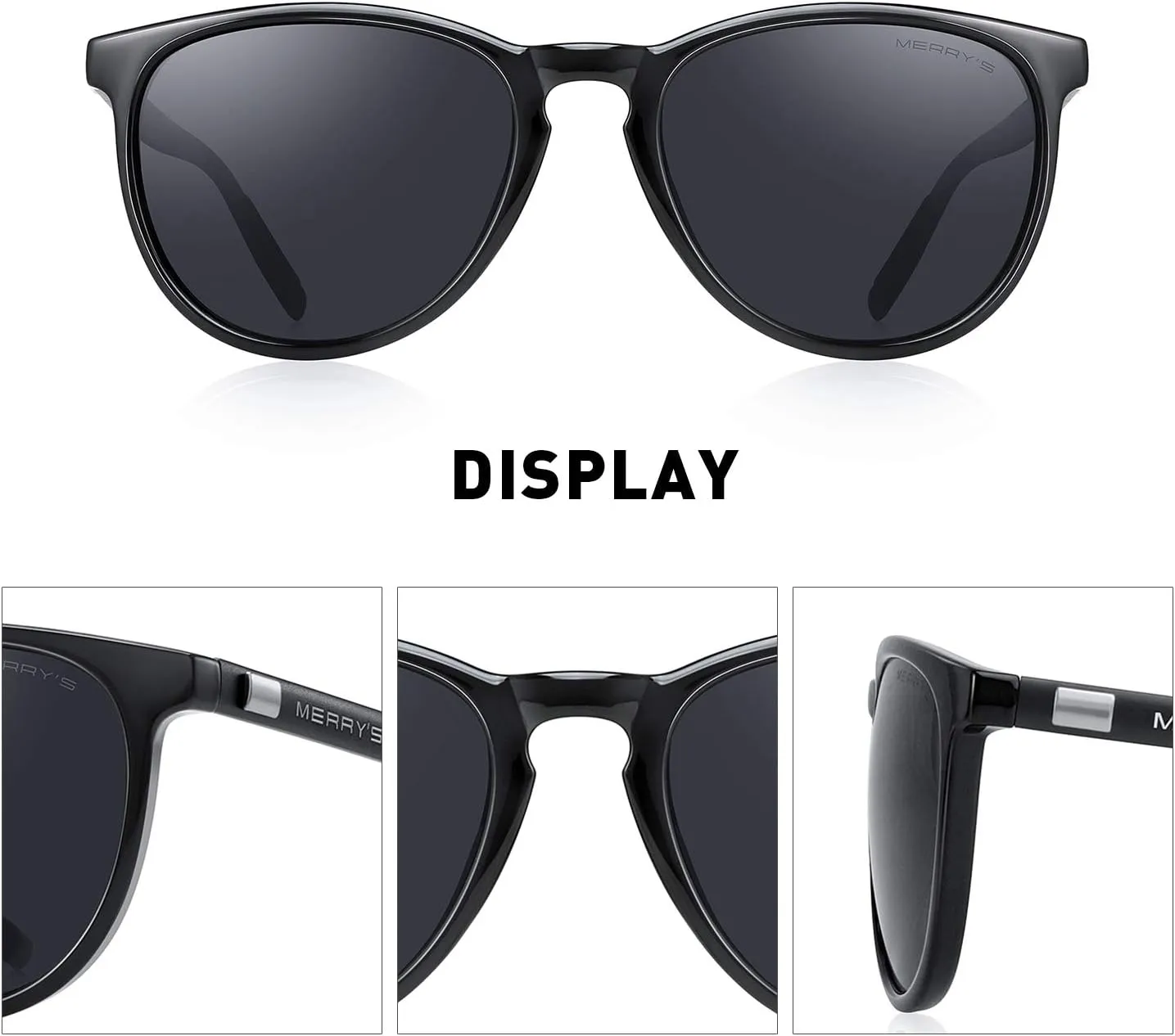 MERRY'S Polarized Sunglasses for Women Men Vintage Retro Classic Round Frame Aluminum Legs S8288