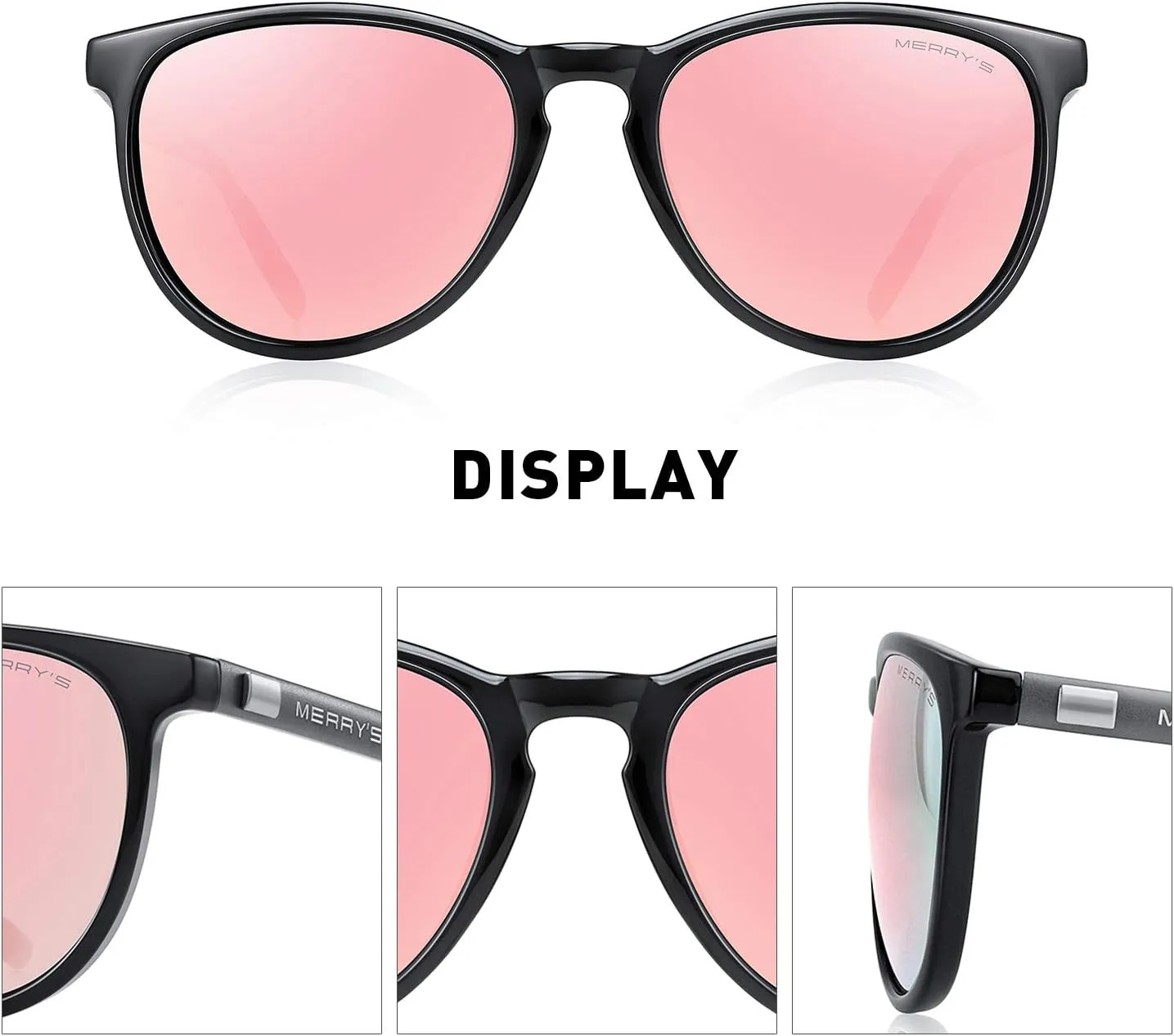 MERRY'S Polarized Sunglasses for Women Men Vintage Retro Classic Round Frame Aluminum Legs S8288