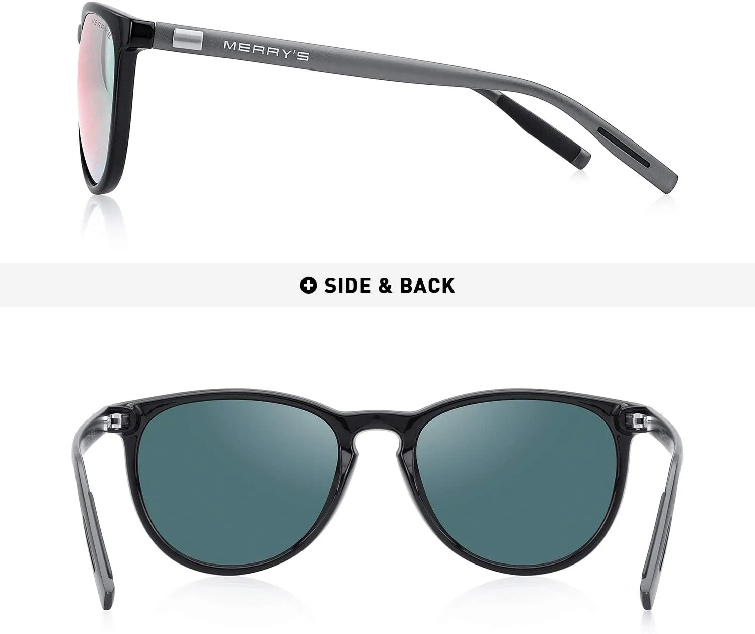 MERRY'S Polarized Sunglasses for Women Men Vintage Retro Classic Round Frame Aluminum Legs S8288
