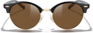 MERRY'S Round Polarized Sunglasses for Women Men Classic Retro Half Frame Aluminum Temples