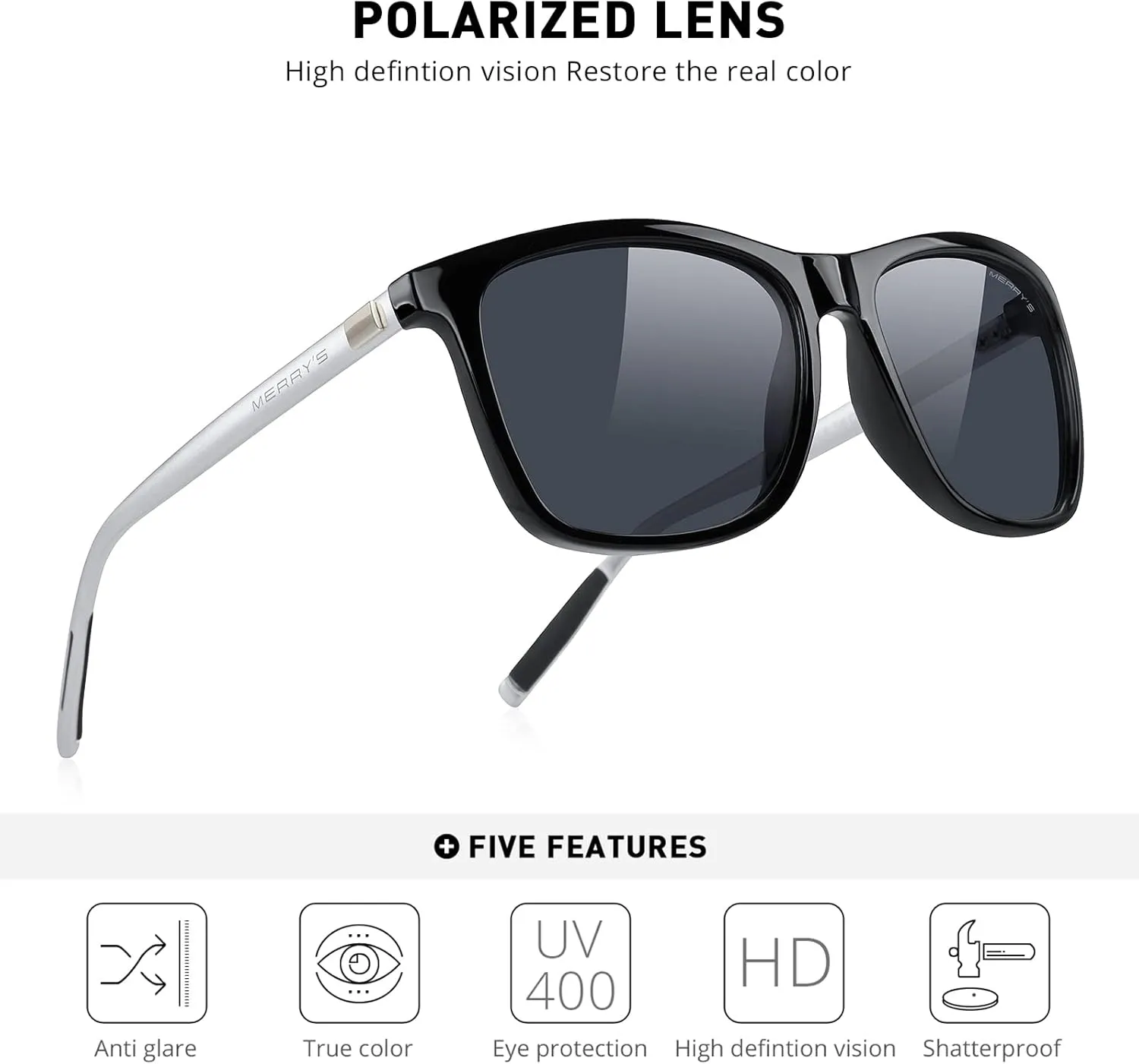 MERRY'S Unisex Polarized Aluminum Sunglasses Vintage Sun Glasses For Men/Women S8286