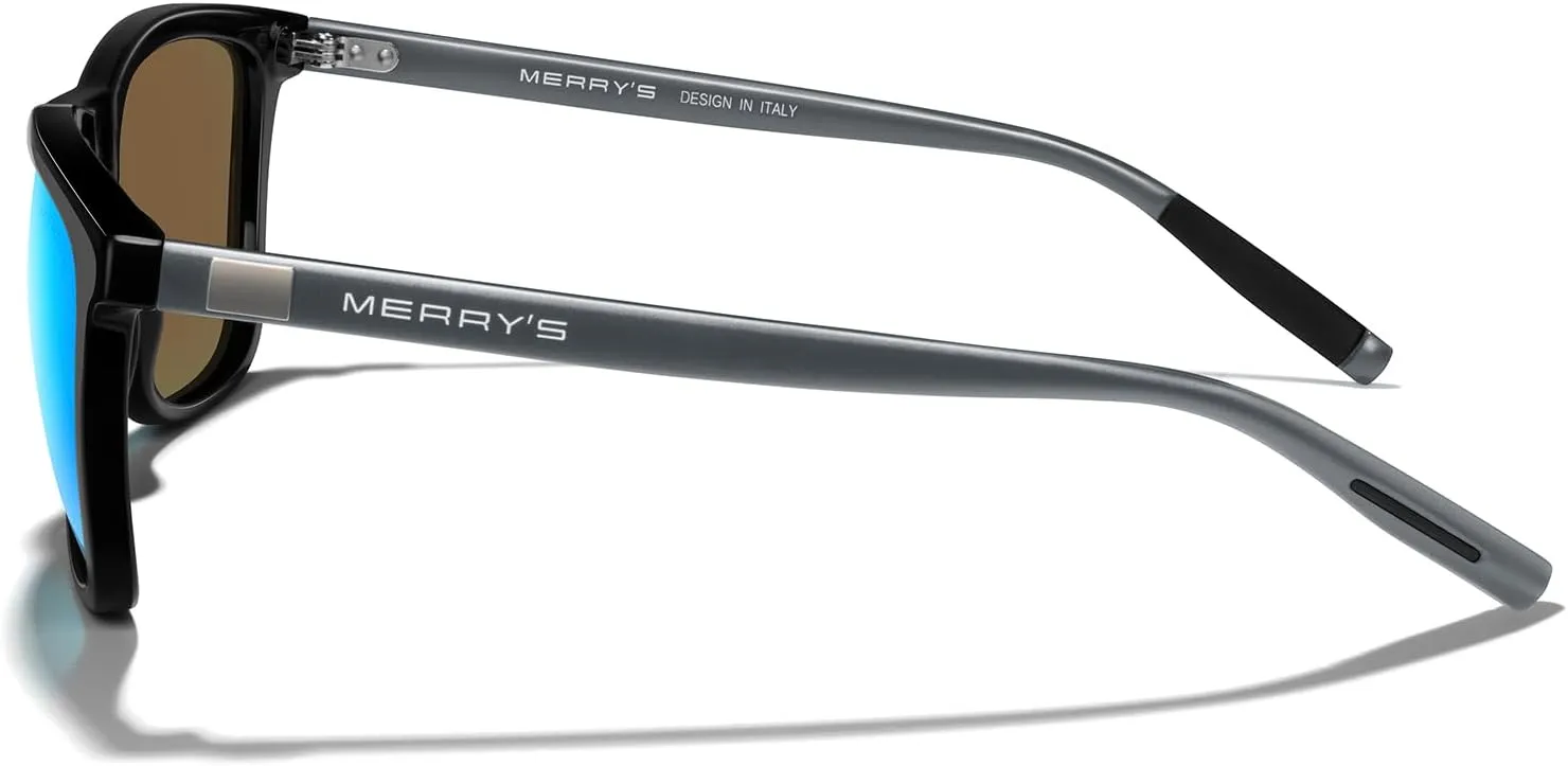 MERRY'S Unisex Polarized Sunglasses for Women Men Classic Retro Designer Style Aluminum Legs