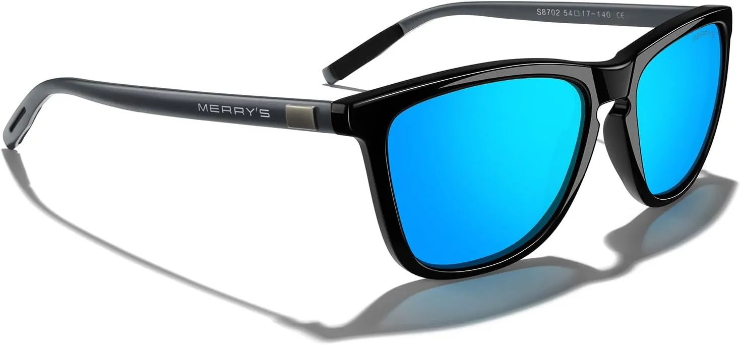 MERRY'S Unisex Polarized Sunglasses for Women Men Classic Retro Designer Style Aluminum Legs