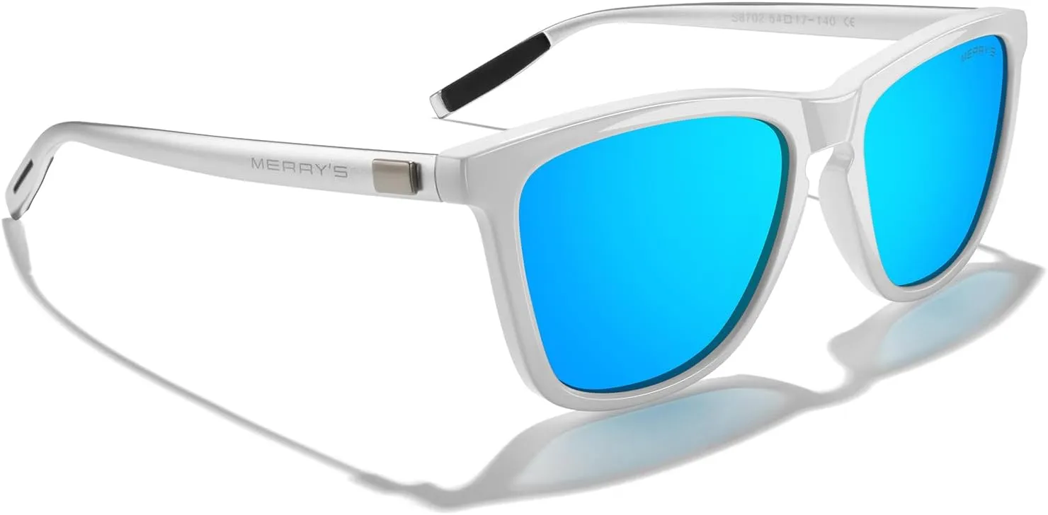 MERRY'S Unisex Polarized Sunglasses for Women Men Classic Retro Designer Style Aluminum Legs