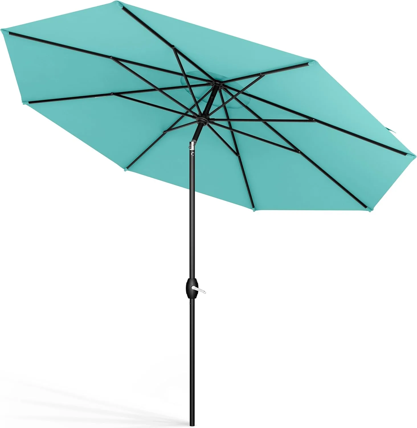 Midtown Umbrellas Sunbrella Umbrella 10 Feet Large Outdoor Umbrella With Sunbrella Aruba Acrylic Fabric - Auto-Tilt Aluminum Frame Large Patio Umbrella For Backyard, Deck, Garden, Pool - Black Pole