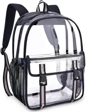 mommore Clear Backpack Heavy Duty Thick PVC Clear Bookbags Large Transparent Backpack with Durable Zippers