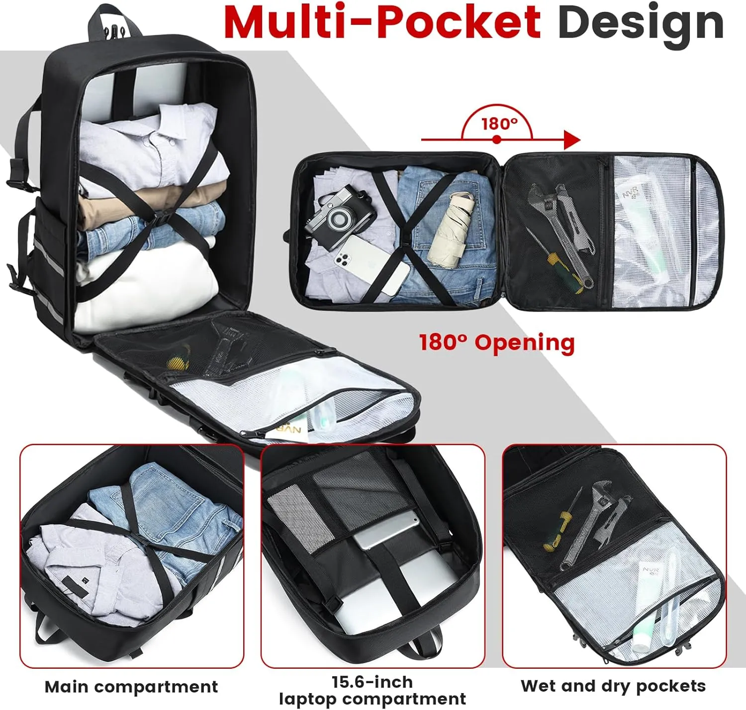Motorcycle Backpack Helmet Bags, Large Capacity Waterproof Helmet Backpack for Men, Motorcycle Accessories Storage Cycling Bag(Black)