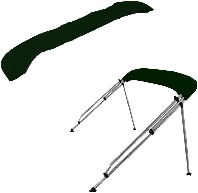 MSC 3 Bow 4 Bow Bimini Top Boat Cover,600D Solution Dyed Polyester,2 Support Poles& 4 Adjustable Straps Included