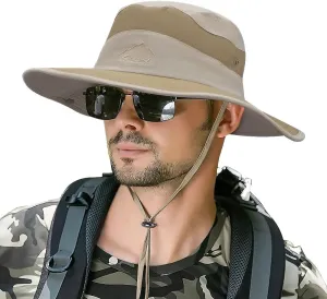 Muryobao Men's Sun Hats UV Protection Summer Hat Wide Brim UPF50 Fishing Boonie Hat Waterproof Packable Bucket Cap