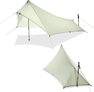 MUXSAM Climbing Tent Waterproof Tarp Sun Shelter Awning Shade Double-Sided Silicone UV Protection Cut Rope Peg with Storage Bag Climbing Fishing Disaster Prevention