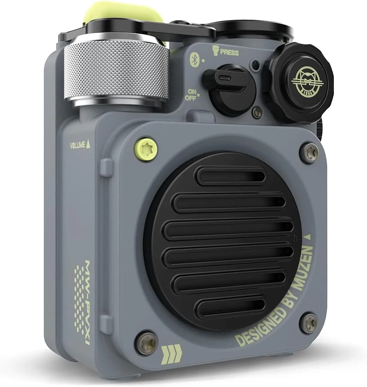 Muzen Portable Bluetooth Speaker, Wild Mini Rugged Travel Outdoor Speaker, Wireless Waterproof IPX5 with Flashlight, Crystal Clear Stereo Sound, Metal Wild Cool Look, for Adventure, Camping, Hiking