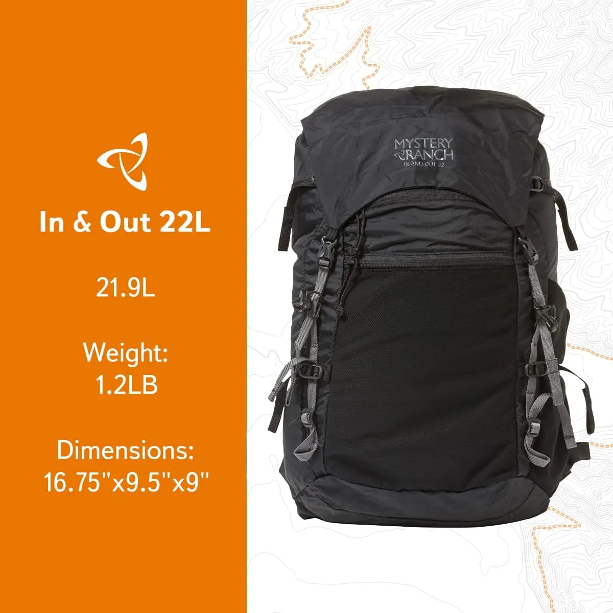 Mystery Ranch In and Out Backpack - Lightweight Foldable Pack, Black 22L