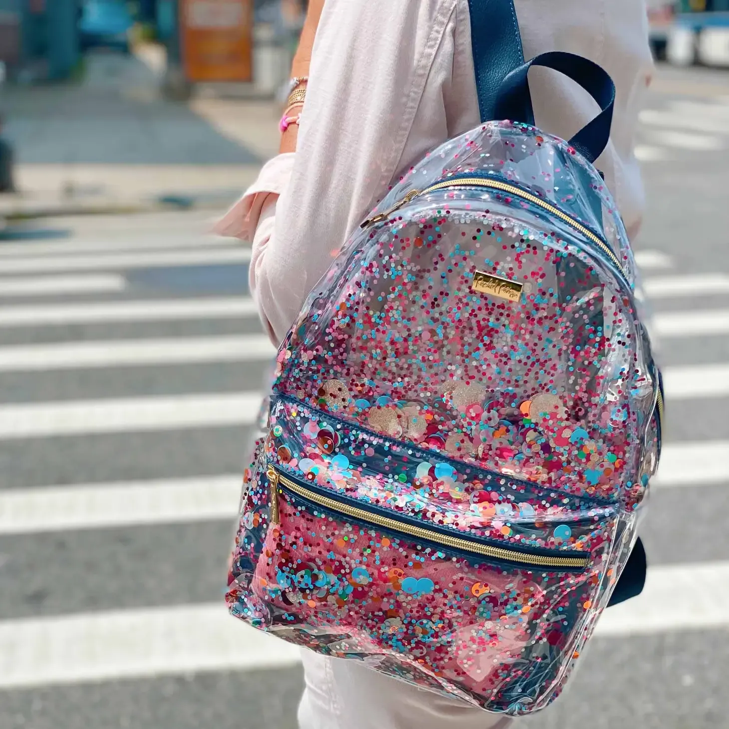 Navy Clear Confetti Backpack