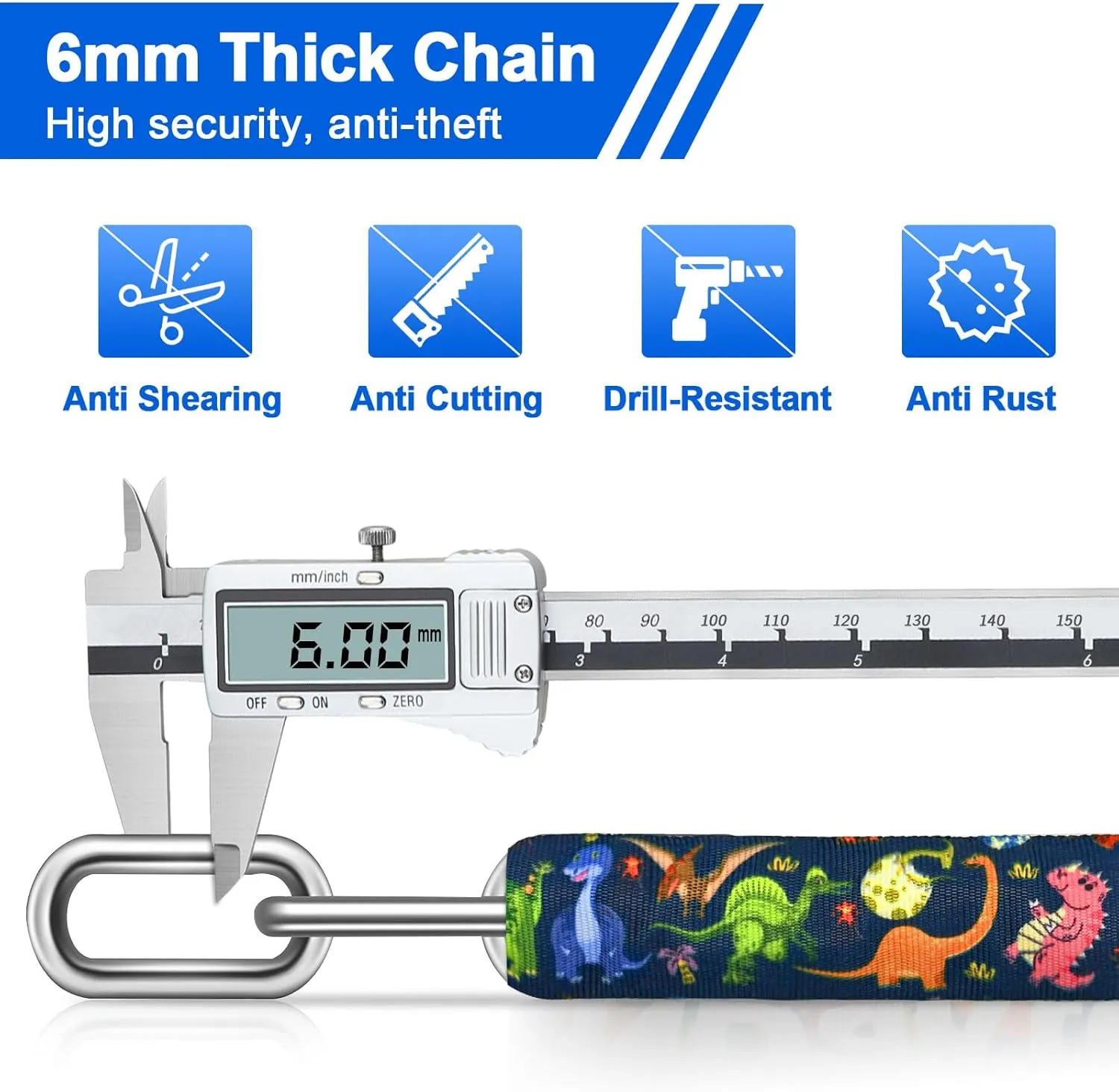 NDakter Bike Chain Lock, 5 Digit Combination Heavy Duty Anti Theft Bicycle Chain Lock,2.62/3.2/4.27/5/6Ft Long Security Resettable Bike Locks for Bike, Bicycle, Scooter, Door, Gate, Fence-4/6mm Thick