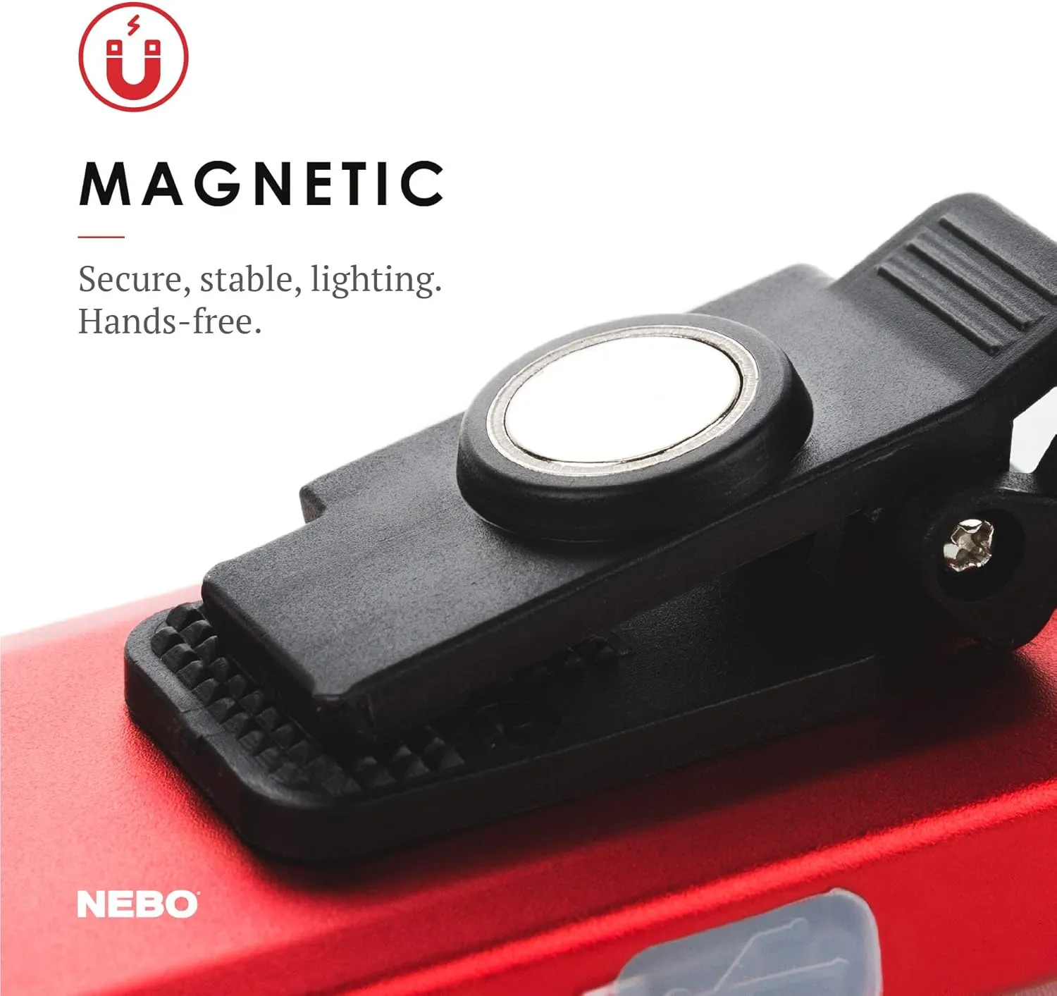 NEBO Rechargeable Flashlights High Lumens: 500-Lumen LED Flash Light Equipped with Dimming and Power Memory Recall; Featuring A Pocket Clip, Hanging Hook and Magnetic Base Slim 6694 Red