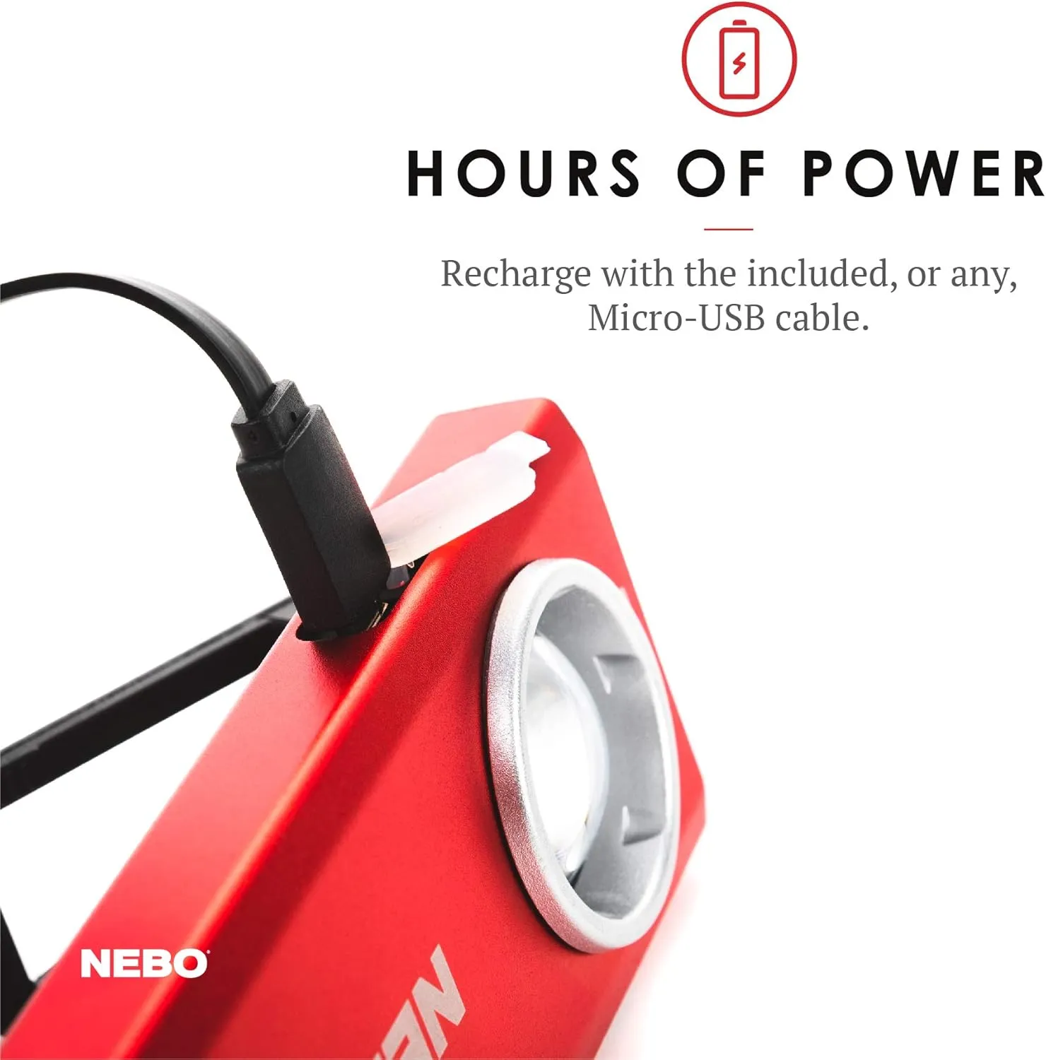 NEBO Rechargeable Flashlights High Lumens: 500-Lumen LED Flash Light Equipped with Dimming and Power Memory Recall; Featuring A Pocket Clip, Hanging Hook and Magnetic Base Slim 6694 Red